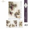 Papier decoupage morwowy FPA3023, Seria Toskania - Martwa natura, wino, winogrona, rustykalny styl, tryptyk